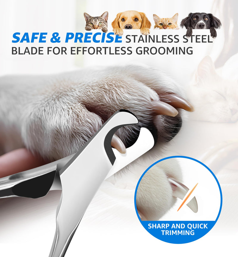 Pet Nail Clippers for Large Dogs, Wide-Opening Dog Nail Trimmer with All-Steel Material Sharp Durable Blades Built-in Spring, Professional Grooming Tool with Free Nail File for All Dogs & Cats - PawsPlanet Australia
