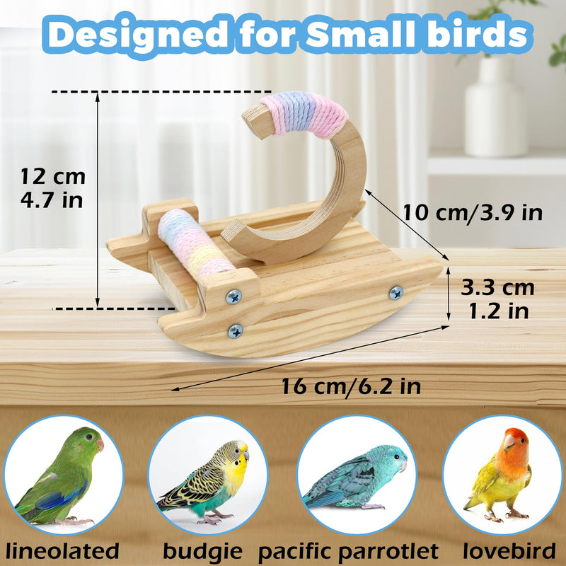 Rocking Bird Perch Stand, Funny Budgie Toys Natural, Parakeet Toy Wooden, Small Bird Toys for Parakeets Wood, Parrot Puzzle Enrichement Toy for Lovebird, Lineolated, Pacific Parrotlet - PawsPlanet Australia