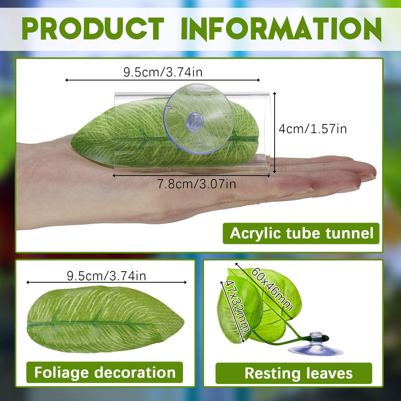 6 Pcs Betta Fish Acrylic Tube Tunnel Hollow Betta Fish Cave with Betta Fish Leaf Pad Betta Fish Tank Accessories for Aquarium Decor Fish Tank Accessories Decorations Shrimp Hideout Design Tube - PawsPlanet Australia