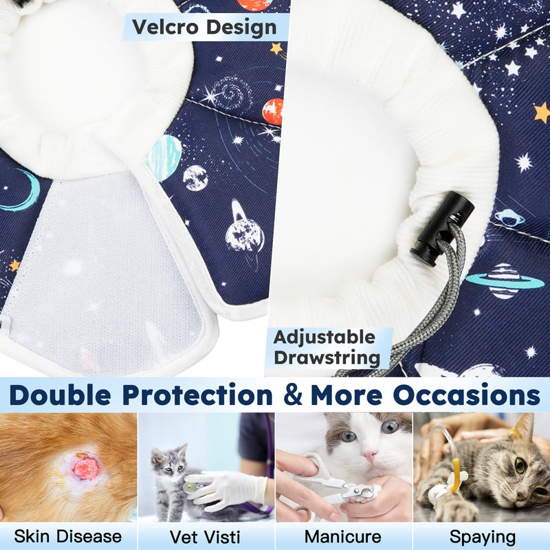 Cat Cone Collar Soft, Waterproof Cat Recovery Collar After Surgery, Adjustable Pet Donut Collar, Safety Elizabethan Collar to Prevent Licking Wounds for Kittens, Pet Cone Alternative Dark Blue Medium