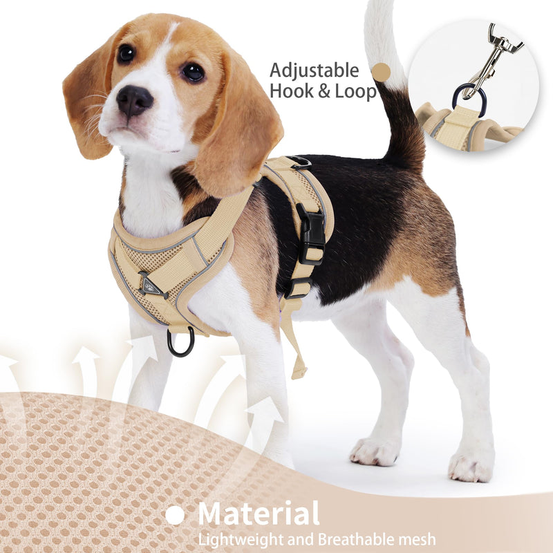 No Pull Dog Harness with Leash Set for Small Sized Dog, Reflective Adjustable No Choke Front Clip Cat Vest Harness with Breathable Mesh, Comfortable Soft Padded Pet Vest, Brown M M (Neck 8.42-12.75'' Chest 8.42-14.72'') - PawsPlanet Australia