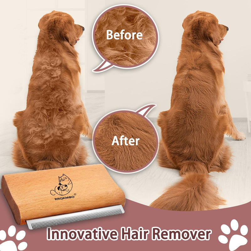Premium Dog Brush for Shedding,Deshedding Brush Combs for Dogs,Cats,Horses,Professional Pet Hair Removal Grooming Tool for Short and Long Hair,Wooden Deshedder Shedding Tool (Nature Wood 4.33 Inch) - PawsPlanet Australia