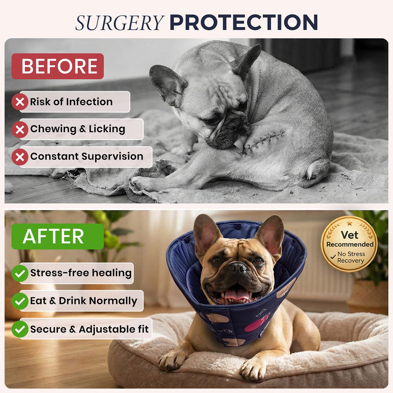 Dog Cone Collar for Dogs After Surgery – Soft Adjustable Recovery Cone to Stop Licking & Scratching – Comfortable E Collar Alternative for Wound Care, Neuter & Spay Recovery -Fits S, M, L Dogs 3XL (24"-28") (Depth 14")