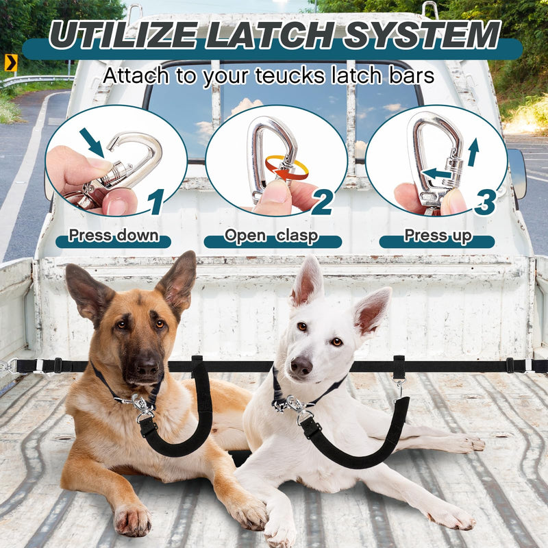 Truck Bed Dog Tether for Two Dogs Double Leash Tether Tie Down System Dog Car Harness Belt Heavy Duty Adjustable Double Safety Leash Canine Leash for Pickup SUV Truck Outdoor Bed Leash - PawsPlanet Australia