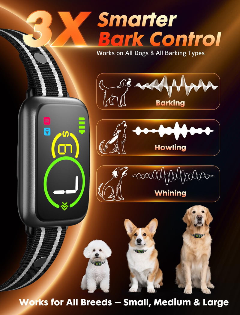 Dog Bark Collar, Smart Bark Collar for Small Dogs 5-15lbs Medium Large Dogs, Effective AI Barking Collar with Adjustable Beep Vibration Modes & 7 Sensitivity, Automatic Anti Barking Device for Dog - PawsPlanet Australia
