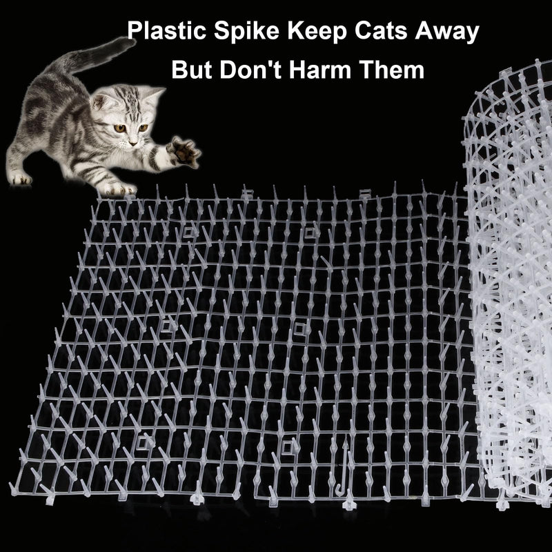 SHUESS Cat Scat Mat with Spikes 79"x12" Cat Deterrent Mat with Indoor & Outdoor, Anti Cat Spikes to Keep Dog Off Couch Furniture, with 6 Staples (6.5 ft) - PawsPlanet Australia
