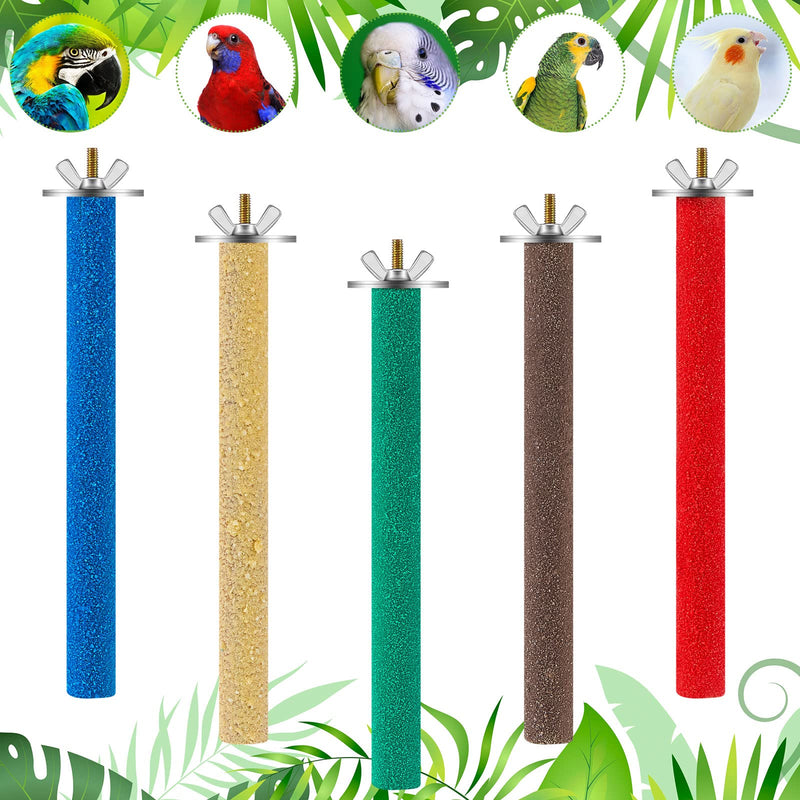 10 Pieces Bird Perch Stand Parrot Stand Paw Grinding Stick Parrot Perch Rough Surfaced Bird Cage Stand Colorful Wooden Parakeet Perch Toys for Cockatiels Cage Accessories