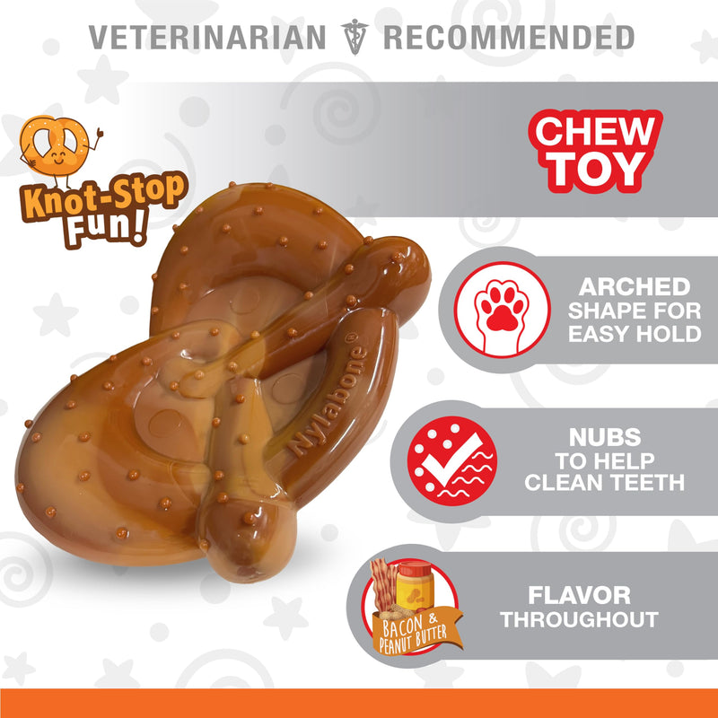 Nylabone Power Chew Pretzel Dog Chew Toy - Fun & Cute Dog Toys for Aggressive Chewers - Durable Dog Toys - Bacon & Peanut Butter Flavor, X-Large/Souper (1 Count)