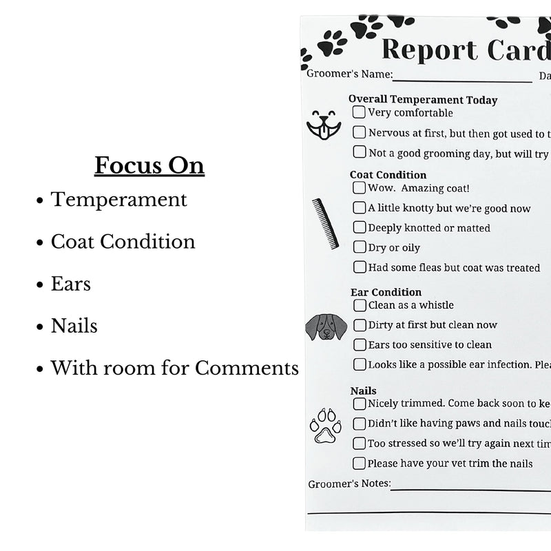 Dog Grooming Report Cards (Pad of 100, 5.5 X 8.5 Inches) Pet groomers report card for grooming salon - PawsPlanet Australia