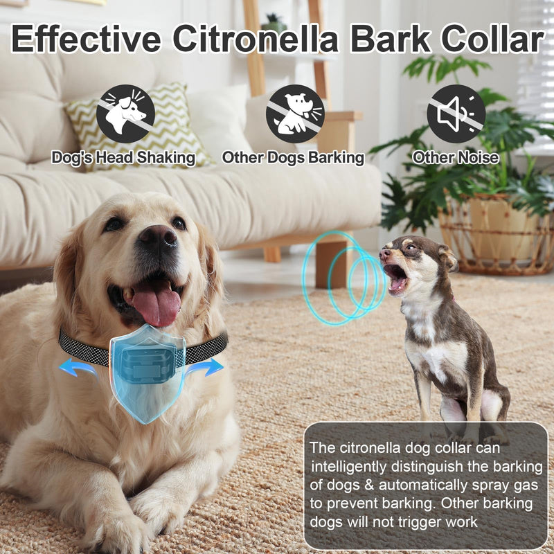 Citronella Bark Collar, Spray Bark Collar [1 Citronella Refill] Level 3 Sensitivity Adjustable Waterproof Chargeable Spray Bark Collar for Small, Medium & Large Citronella Dog Bark Collar Black-1B