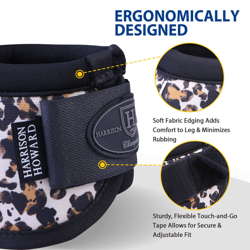 Harrison Howard Horse Bell Boots Overreach Bell Boots No-Turn Bell Boots for Horse-Durable Protective Hoof Boot Full (Large) Leopard Print - PawsPlanet Australia