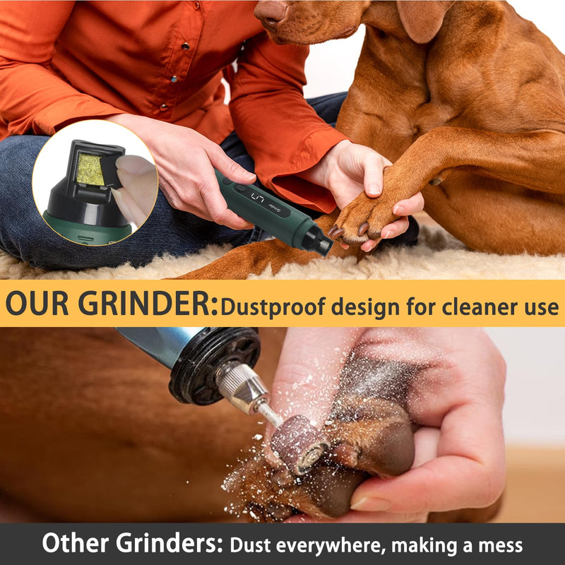 SUPERFA Electric Dog Nail Grinder With Dust Proof, 5 Speed Silent Dog Nail Trimmer with LED Lights, Electric Dog Nail Grinders For Large Medium Small Dogs