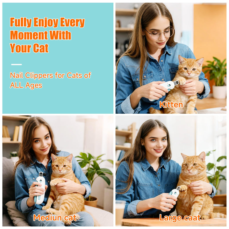 Cat Grooming Wrap Set - 27.6" Cat Burrito Wrap & Cat Nail Clipper with Hidden Nail File, Adjustable Size & 3 Cutting Holes | Safe Anti-Scratch Anti-Escape Toenail Trimmer for Kittens & Indoor Cats - PawsPlanet Australia