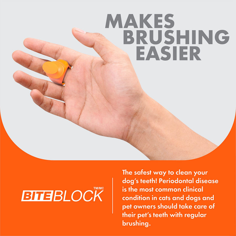 Dog Toothbrush and Bite Block Assistant Combo Pack by Paw Ready for Puppies' Dogs and Cats Small Size for use with Pets Between 5-15 lbs. (2-7kg) Protects Hands and Fingers While Brushing - PawsPlanet Australia