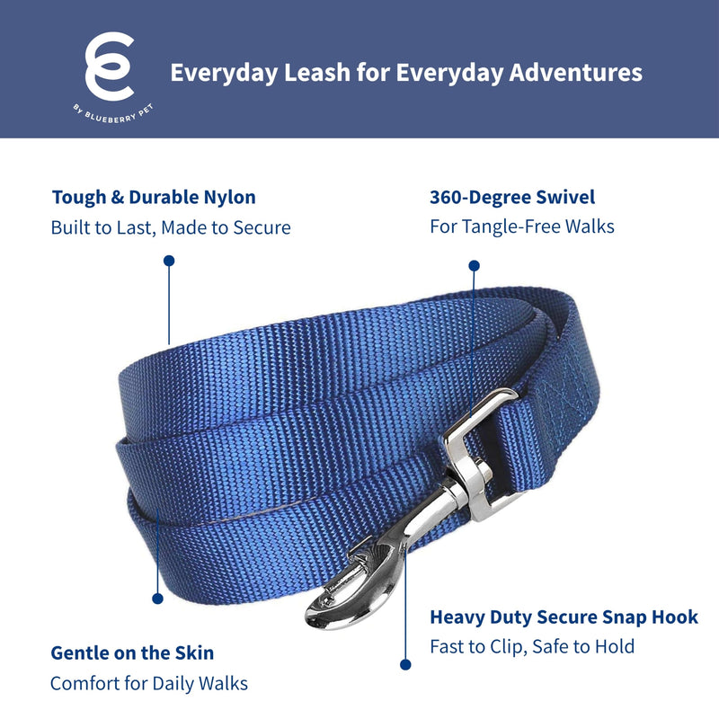 Blueberry Pet Essentials Royal Blue Dog Leash for Small -5' * 5/8" Dogs | Heavy Duty Nylon Lead | Lightweight Puppy & Cat Leash for Walking & Training