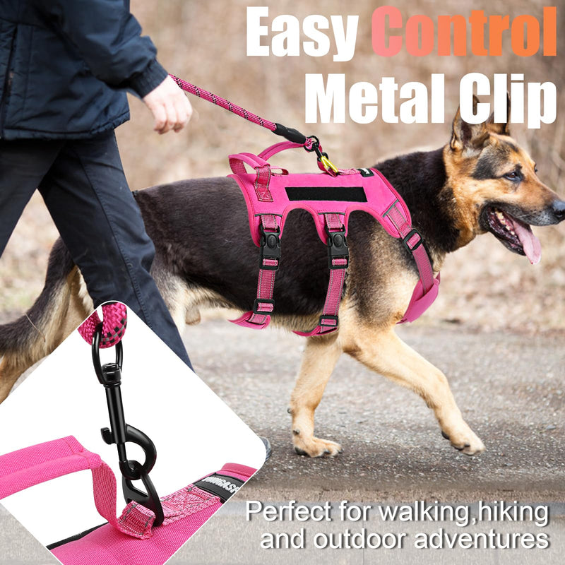 Escape Proof Dog Harness for Large Medium Sized Dogs Six Point Adjustable, Service Dog Vest Harness and Leash Set, No Pull Dogs Harnesses with Handle, XL Dog Harnesses for Walking(Pink, XL) X-Large Pink - PawsPlanet Australia