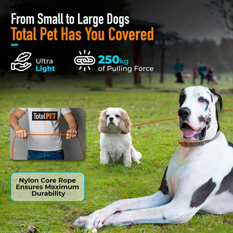 Total Pet Rope Training Lead for Dogs - Long Line Dog Lead for Training Recall & Commands at Distance W/Control Handle (10m) 10m - PawsPlanet Australia