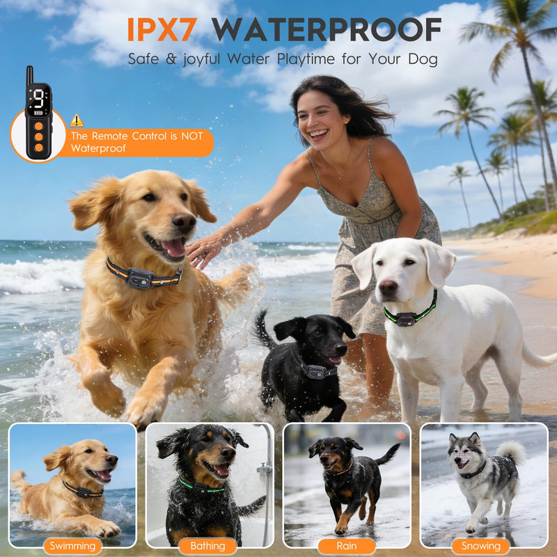 Dogs Training Collar with Remote 3300FT Dog Training Collar IPX7 Waterproof Rechargeable Safe Shock Collar for All Breed Dogs with Beep, Vibration, Safety Shock, Security Lock 10-120 lbs Orange-2 - PawsPlanet Australia