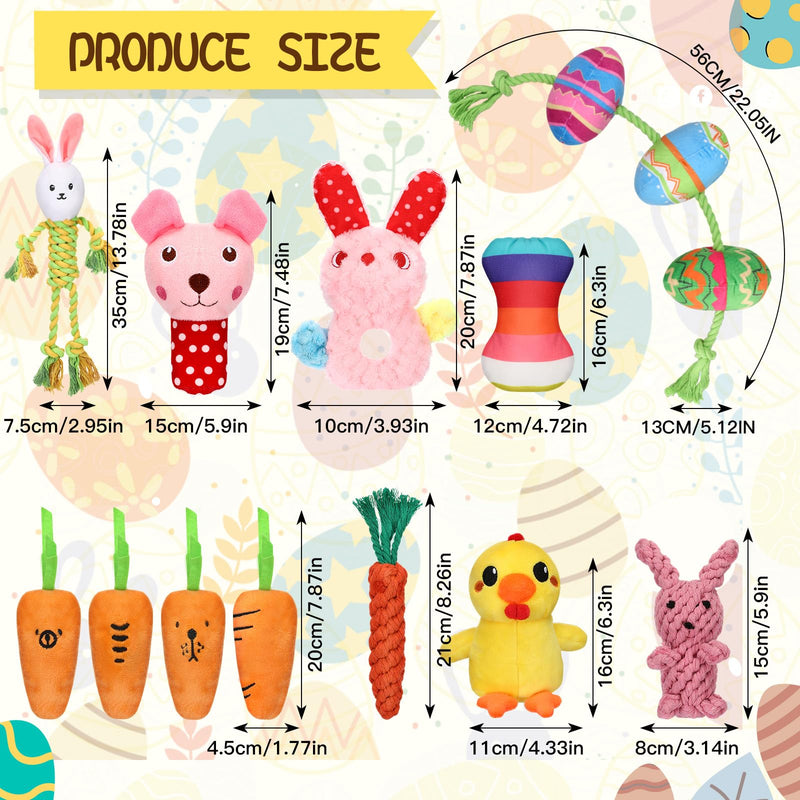 12 Pcs Easter Dog Toy Dog Squeaky Toys Stuffed Carrot Dog Toy Dog Easter Basket Stuffers Rope Dog Chew Toy Easter Egg Bunny Shape Dog Plush Toy for Dog Playing Training Teeth Cleaning - PawsPlanet Australia