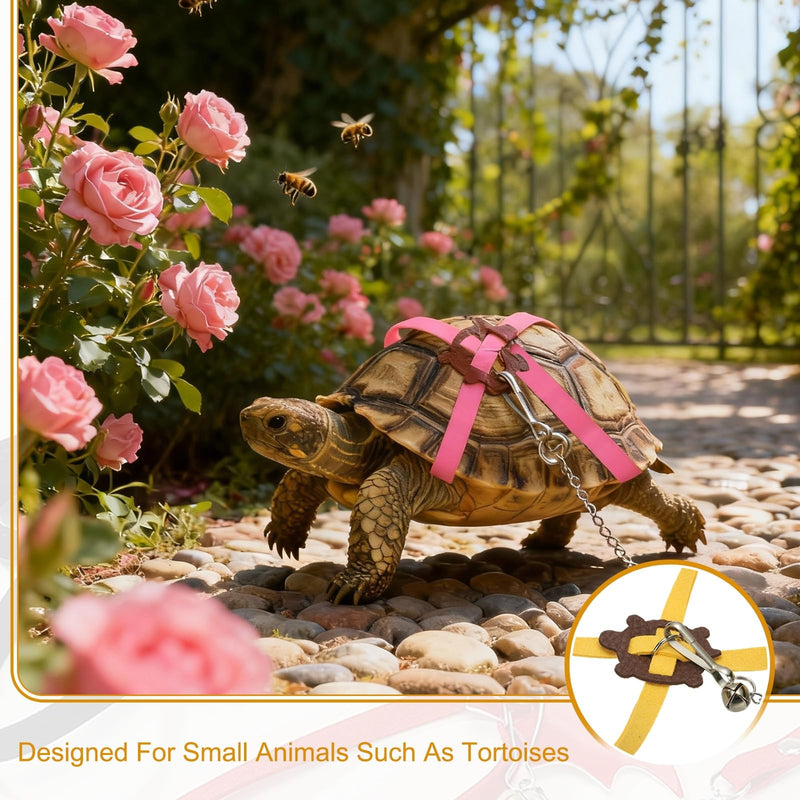 Tortoise Leash Harness, Adjustable Turtle Harness Chest Collar Pet Tortoise Walking Rope with Bell, (Leather, Small, Yellow), for Bearded Hamster Small Pets Outdoor - PawsPlanet Australia