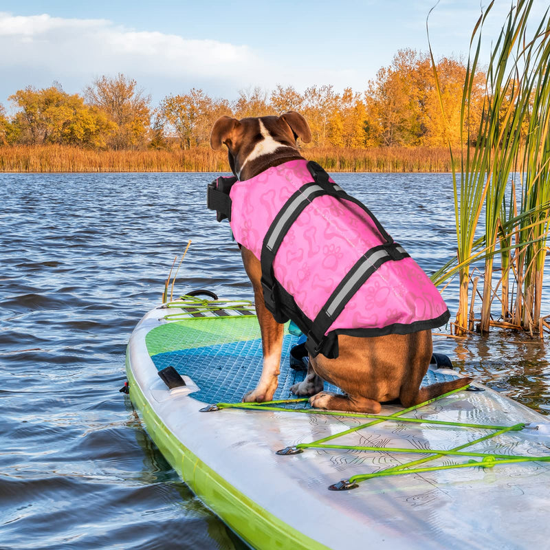 Neween Dog Life Jacket with Reflective Stripes, Adjustable Dog Life Vest Ripstop Dog Lifesaver Pet Life Preserver with Rescue Handle and High Flotation Swimsuit for Small Medium Large Dog, Pink, Small Small (Chest Girth:16.14"-20.87") - PawsPlanet Australia
