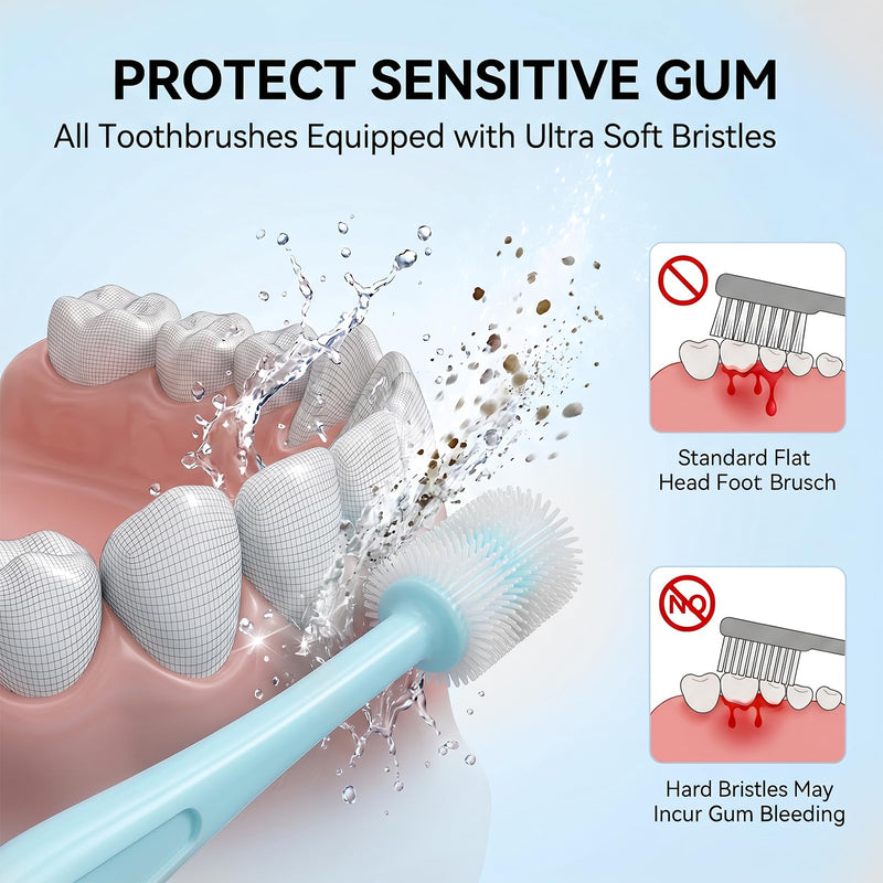 3 PCS Ultra Soft Nano Dog Toothbrush Kit for Small Breed Silicone 360 Pet Tooth Brushes Puppy Tooth Brushing Kit for Puppy Cat Gentle Deep Dental Teeth Cleaning Set