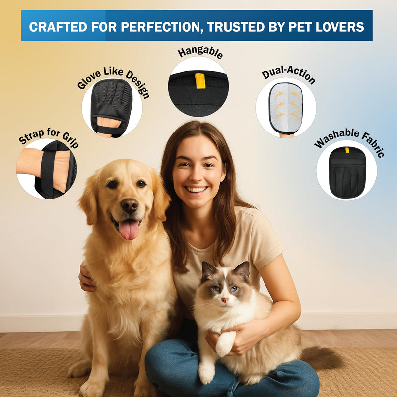 Pet Hair Removal Glove & Mitt for Couch, Furniture & Car Seat, Electrostatic 5-Finger Pet Hair Remover Tool for Dogs & Cats, Reusable Lint & Fur Remover for Carpet, Sofa & Clothing (1 Pack) - PawsPlanet Australia