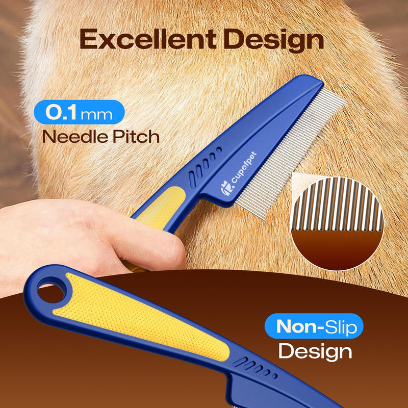 3-Pack Flea Comb with Rubber Handle, Fine Tooth Flea and Tick Combs for Dogs & Cats, Anti-Slip Pet Grooming Comb for Puppies, Kitties (Pink) Pink - PawsPlanet Australia