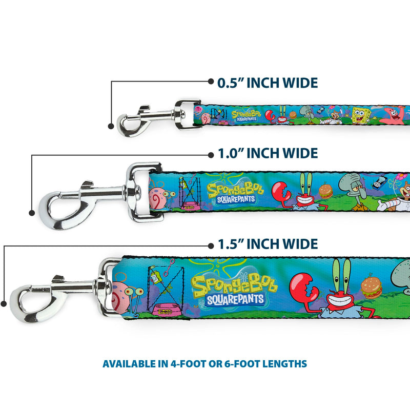 Buckle-Down Pet Leash - SpongeBob and Friends/Logo - 4 Feet Long - 1" Wide - PawsPlanet Australia