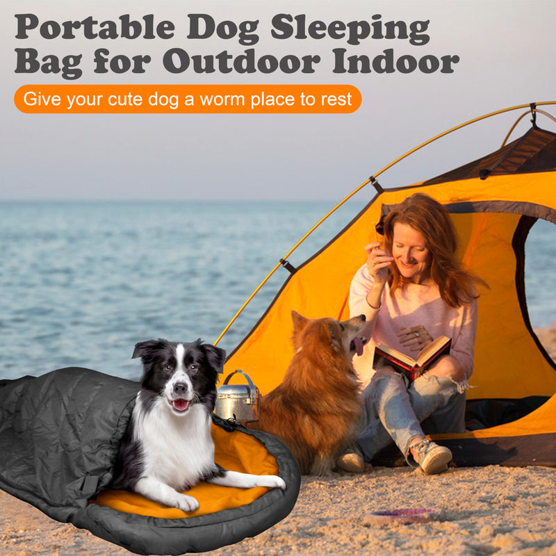 Dog Sleeping Bag Waterproof Warm Packable Dog Bed with Storage Bag Large Portable Pet Bed Mat for Travel Camping Hiking Backpacking Indoor Outdoor Orange - PawsPlanet Australia