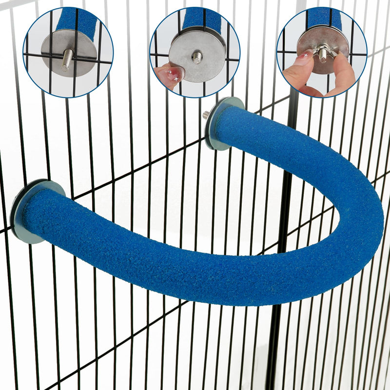 RYPET Parrot Perch Rough-surfaced - Quartz Sands Bird Cage Perches for Medium to Large Bird, U Shape Large Blue