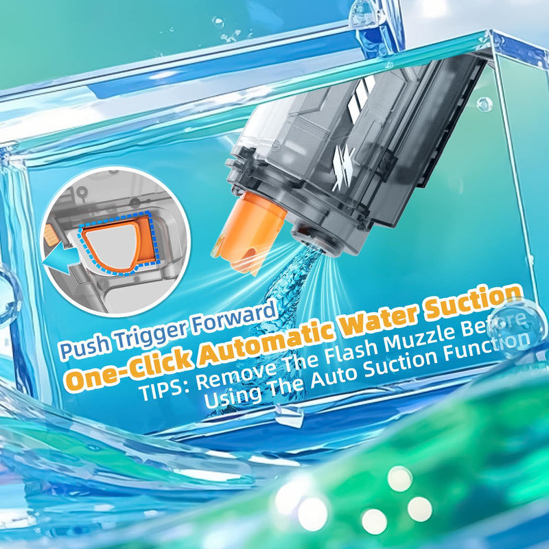 Electric Water Gun for Adults Kids Ages 4-8 8-12 with Muzzle Flash, Automatic Squirt Gun Water Pistol, up to 32 FT, Large Capacity 800CC, Summer Outdoor Beach Pool Party Toy Gift, Gray