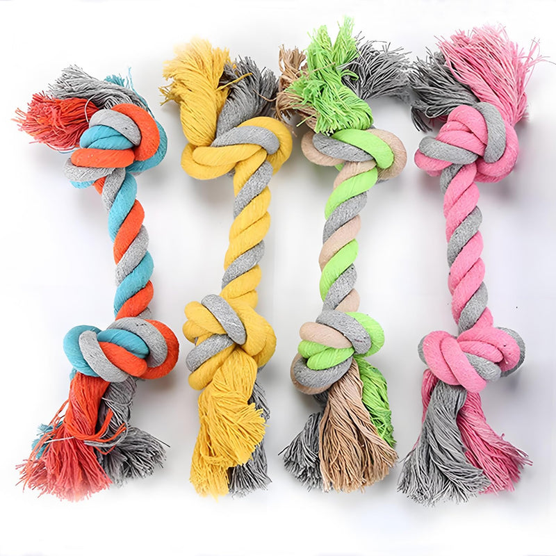 LUCKITTY 4 Pack Dog Rope Toys Pink Yellow Green Orange Color 12 inch Chew Toy for Small Dog Puppy Cat Rabbit Kitten