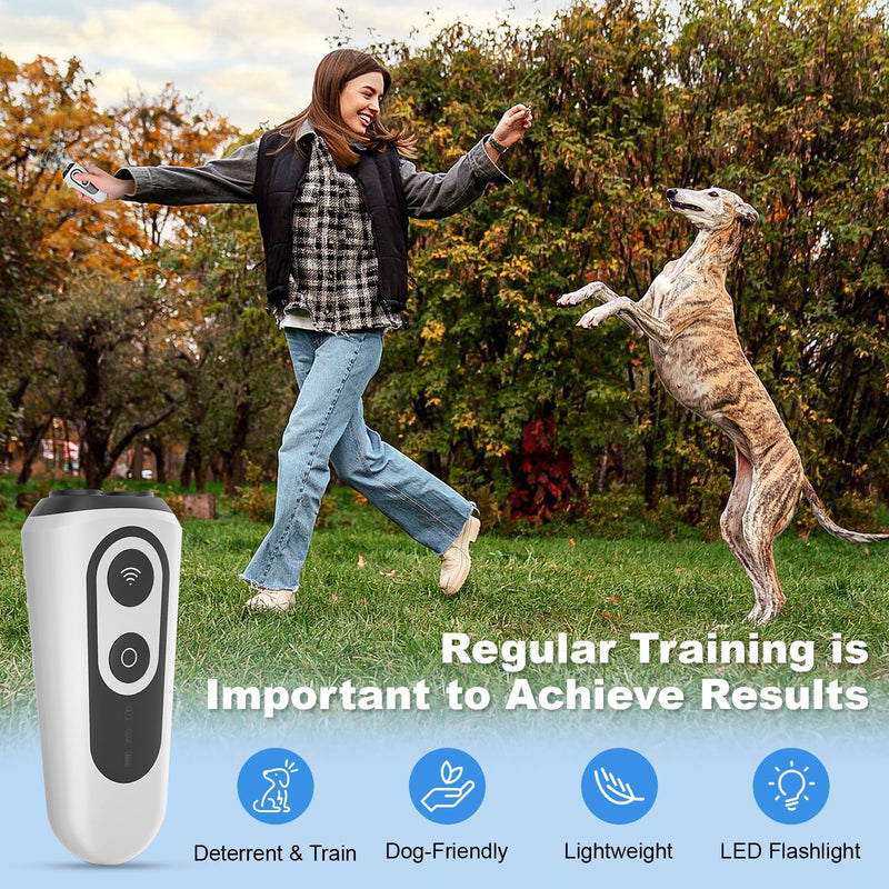 Dog Bark Deterrent Devices, Anti Barking Device for Dogs Indoor Outdoor, Rechargeable Ultrasonic Dog Bark Control Devices 50FT with Flashlight, Portable Dog Barking Silencer Dog Training