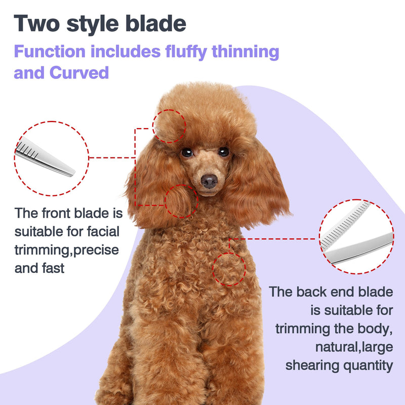 Professional Curved Thinning Scissors for Dog Grooming, 30-Degree Curvature, Japanese 440C for Trimming Dogs Cats and Other Pets face and paws Pointy-tongued Curved Blender - PawsPlanet Australia