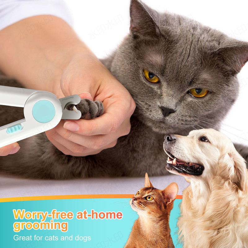 Dog/Cat Nail Clippers with Light - Safe Trimming for Cats & Dogs, Illuminates Quick to Prevent Overcutting, Includes Nail File for Thick Nails