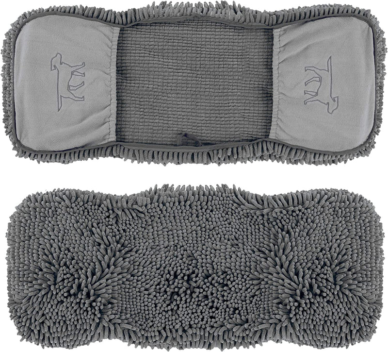 Tuff Pupper Quick Dry Towel for Dogs | Ultra Absorbent Microfiber Shammy | Extra Large 35x15 Size Dog Bath Towel | Comfortable Hand Pockets | Indoor Outdoor Use | Durable Material | Machine Washable Cool Grey - PawsPlanet Australia