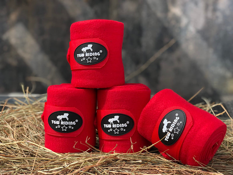 TGW RIDING Horse Polo Leg Wraps, Horse Leg Wraps, Horse Fleece Bandages,4-Pack Red - PawsPlanet Australia