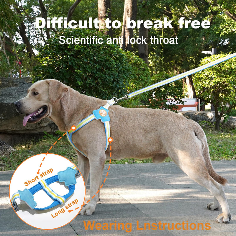 COODEO Anti-Pull Dog Harness with Reflective Strips & Breathable Padding & Anti-Escape Design, Quick Adjustable Dogs Training & Walking (Blue, S) Blue - PawsPlanet Australia