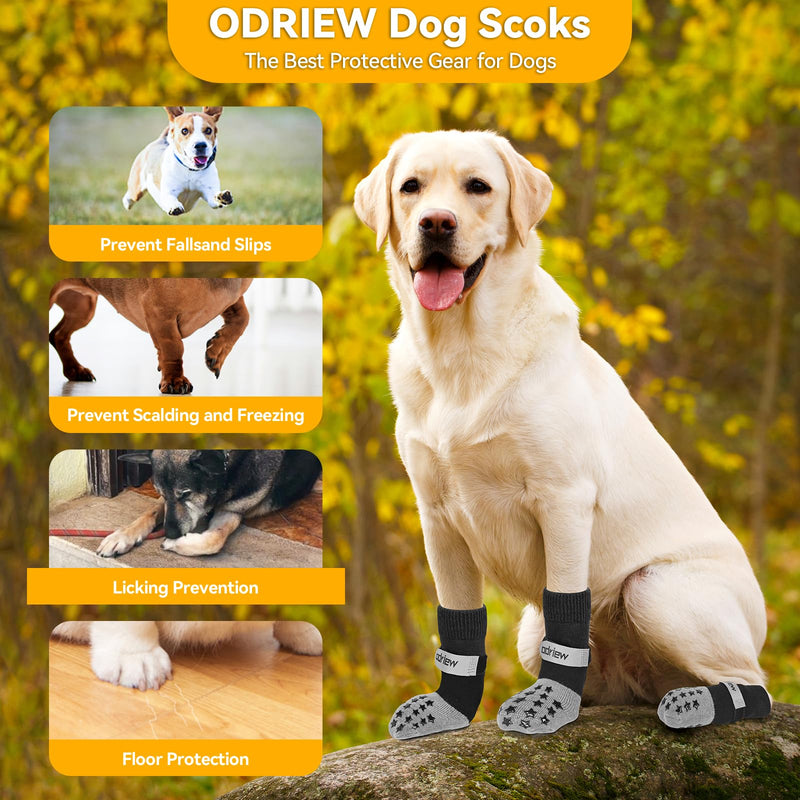 6 PCS Dog Socks to Prevent Licking Paws, Double-Sided Non-slip Dog Socks for Hardwood Floors Anti Slip Paw Protector with Elastic Reflective Straps for Medium, Large, Senior Dogs. (Grey, L) Grey - PawsPlanet Australia