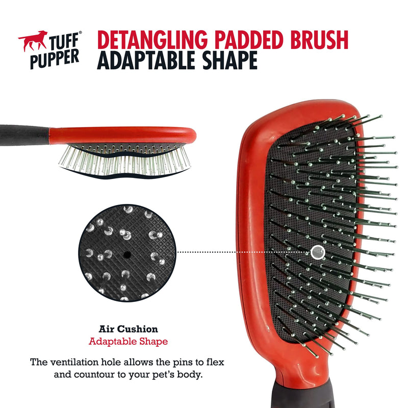 Tuff Pupper Stainless Steel Pin Brush for Long or Short Hair Pets - Detangling & Dematting Undercoat Brush for Dogs, Cats, and All Pets - PawsPlanet Australia