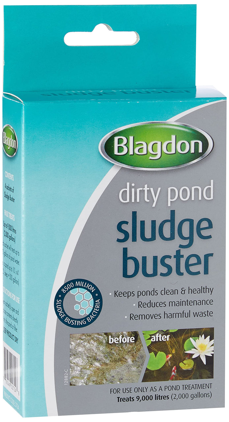 Blagdon Pond Sludge Buster, Digests Harmful Organic Waste, Introduces Good Bacteria, Keeps Pond Clean, 4 x 9g Sachets, Each Sachet Treats 2,273 Litres Pack of 4 Single - PawsPlanet Australia