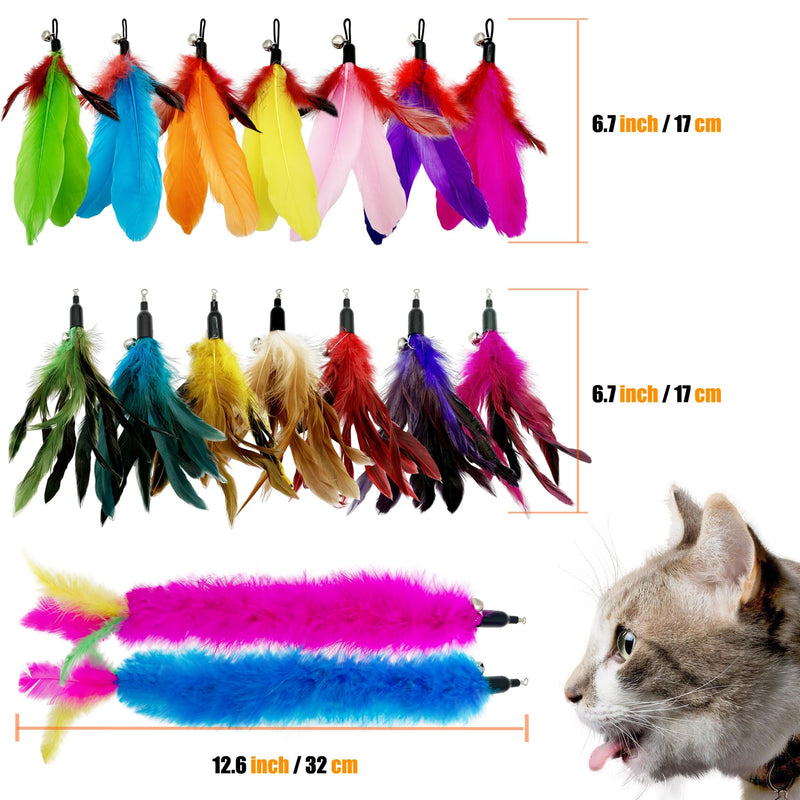 Cat Feather Toys Refill Cat Wand Replacement Feathers, 16 PCS Cat Toy Feather Refills, Cat Wand Attachments Feathers for Cat Toys 16PCS Cat Feather Toy Refills - PawsPlanet Australia