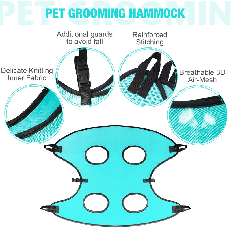 Dog Grooming Hammock - Upgrade Pet Grooming Harness for Nail Trimming (S 30lb), Dog Sling for Nail Clipping, Dog Hanging Holder Hanger for Cutting Nail with Nail Clippers S for Small Dogs 30LB Green - PawsPlanet Australia