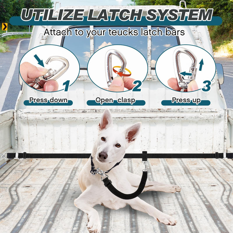 Truck Bed Dog Leash System for One Dog Pickup Tether Tie Down Car Harness Belt Heavy Duty Adjustable Safety Canine Leash for Pickup SUV Truck Outdoor Bed for 1 Dog - PawsPlanet Australia
