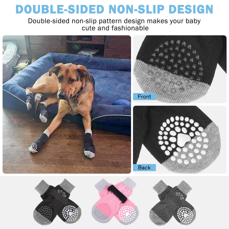 SCENEREAL Dog Socks to Prevent Licking Paws for Hardwood Floors Anti Slip, Dog Grippy Boots Shoes for Hot/Cold Pavement, Paw Protectors with Grippers for Small Medium Large Senior Dogs S(Pack of 4) Grey Pearl Paw - PawsPlanet Australia