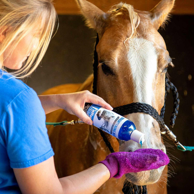 Jeffers Equine Brightening Blue Whitening Horse Shampoo, 16oz – Soap Free, Detergent Free Grooming Shampoo for Coat, Mane & Tail, Removes Tough Stains, Enhances Shine, Safe for White & Light Coats