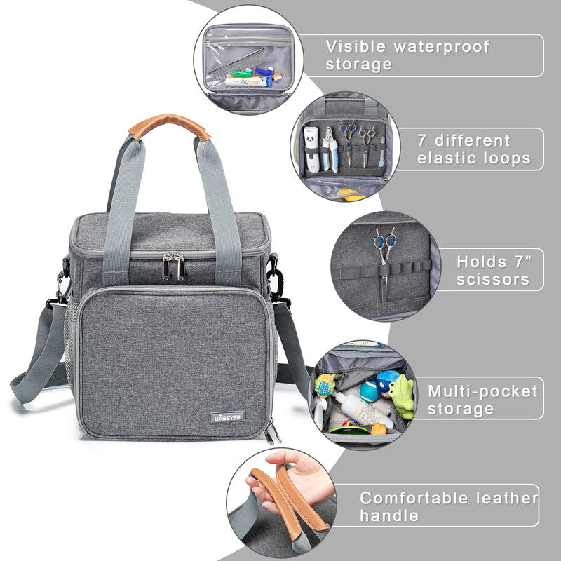 Dog Grooming Bag, Dog Grooming Supplies Organizer Tote Bag for Pet Grooming Tool Kit Accessories, Grey - PawsPlanet Australia