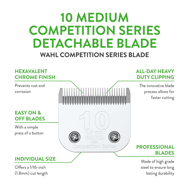 Wahl Professional Animal #10 Medium Competition Series Detachable Blade with 1/16-Inch Cut Length (#2358-100),Steel 10