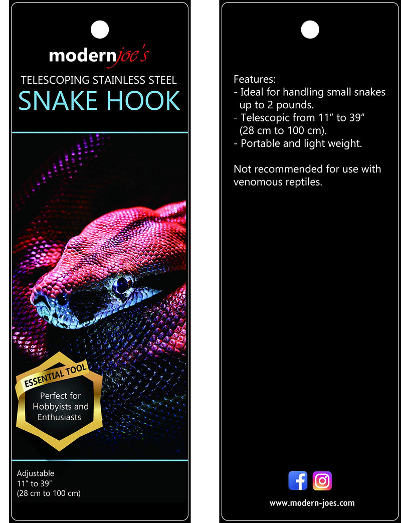 MODERNJOE'S Premium Extra Long Collapsible Stainless Steel Snake Hook Extends to 39 inches, Catch and Handle Corn Snakes, Kingsnakes, Rosy Boas, Ball Pythons and Other Small Snakes Up to 2 Pounds - PawsPlanet Australia